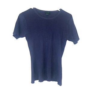 vintage JCrew silk short sleeve navy sweater top